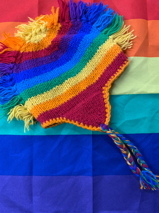 Knit Rainbow Mohawk Toque